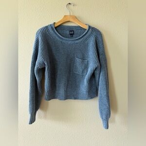 GAP Women's Cropped Ribbed Knit Sweater in Blue